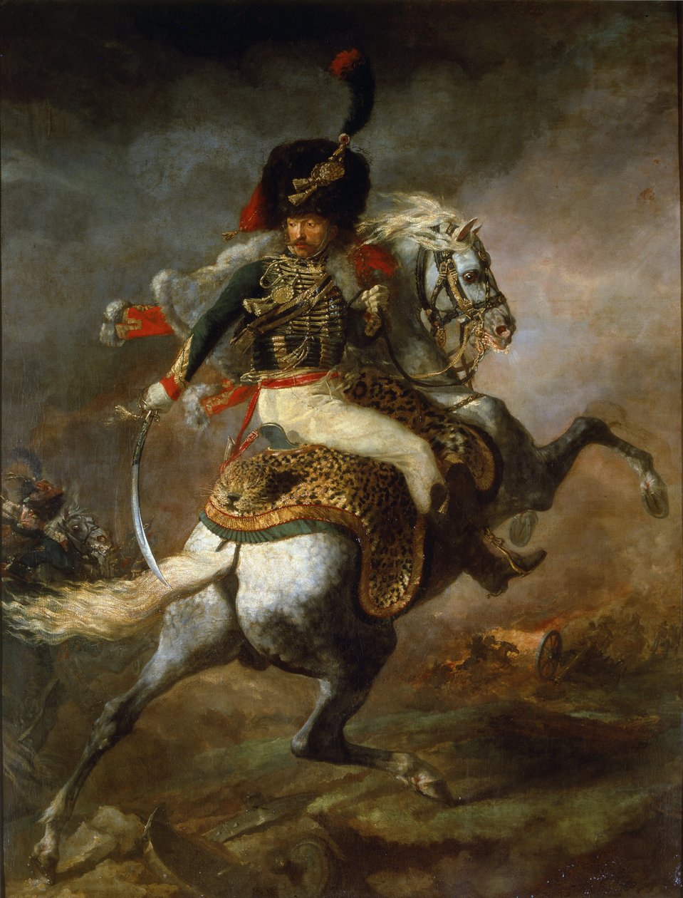 Imperiumin vartijan metsästäjien hevosen selässä upseeri - öljy kankaalle tekijältä Theodore Gericault