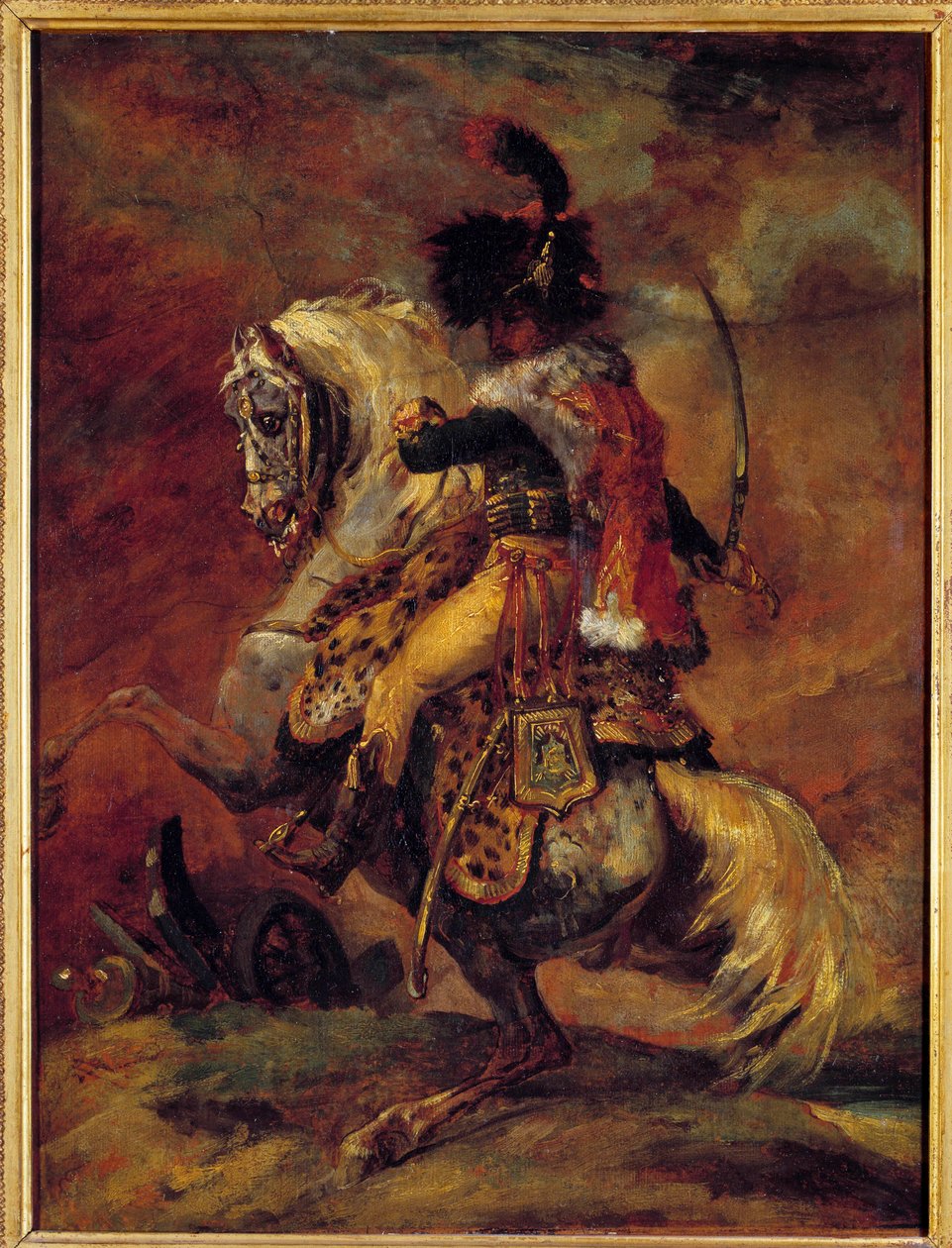Imperiumin vartijan ratsastavien metsästäjien upseeri Theodore Gericaultin panosmaalaus (1791-1824) 1800-luvun su. 0,52x0,4 m Pariisi, Musee du Louvre tekijältä Theodore Gericault