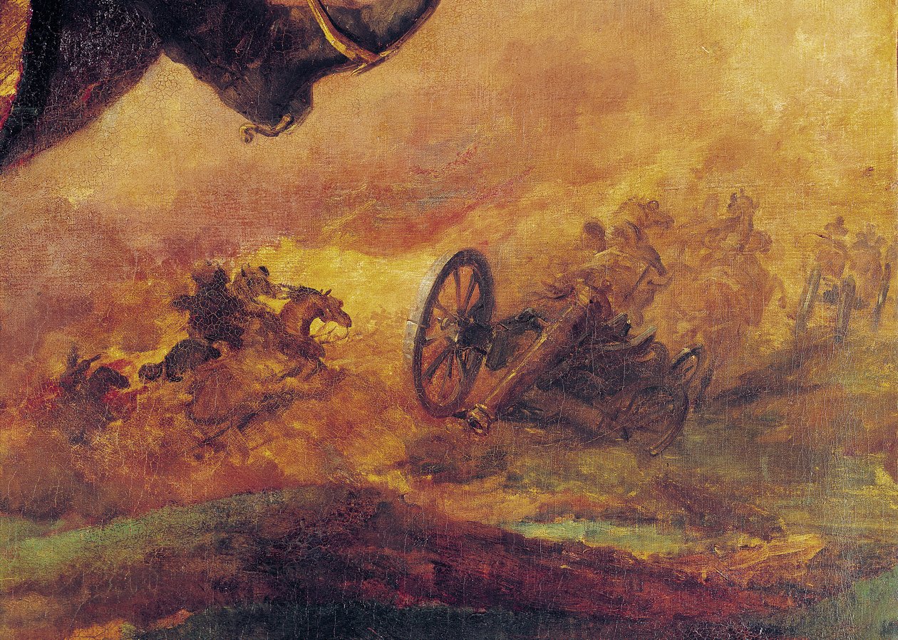 Husaarien upseeri, yksityiskohta tykistä oikealla, 1814 (yksityiskohta 26088) tekijältä Theodore Gericault