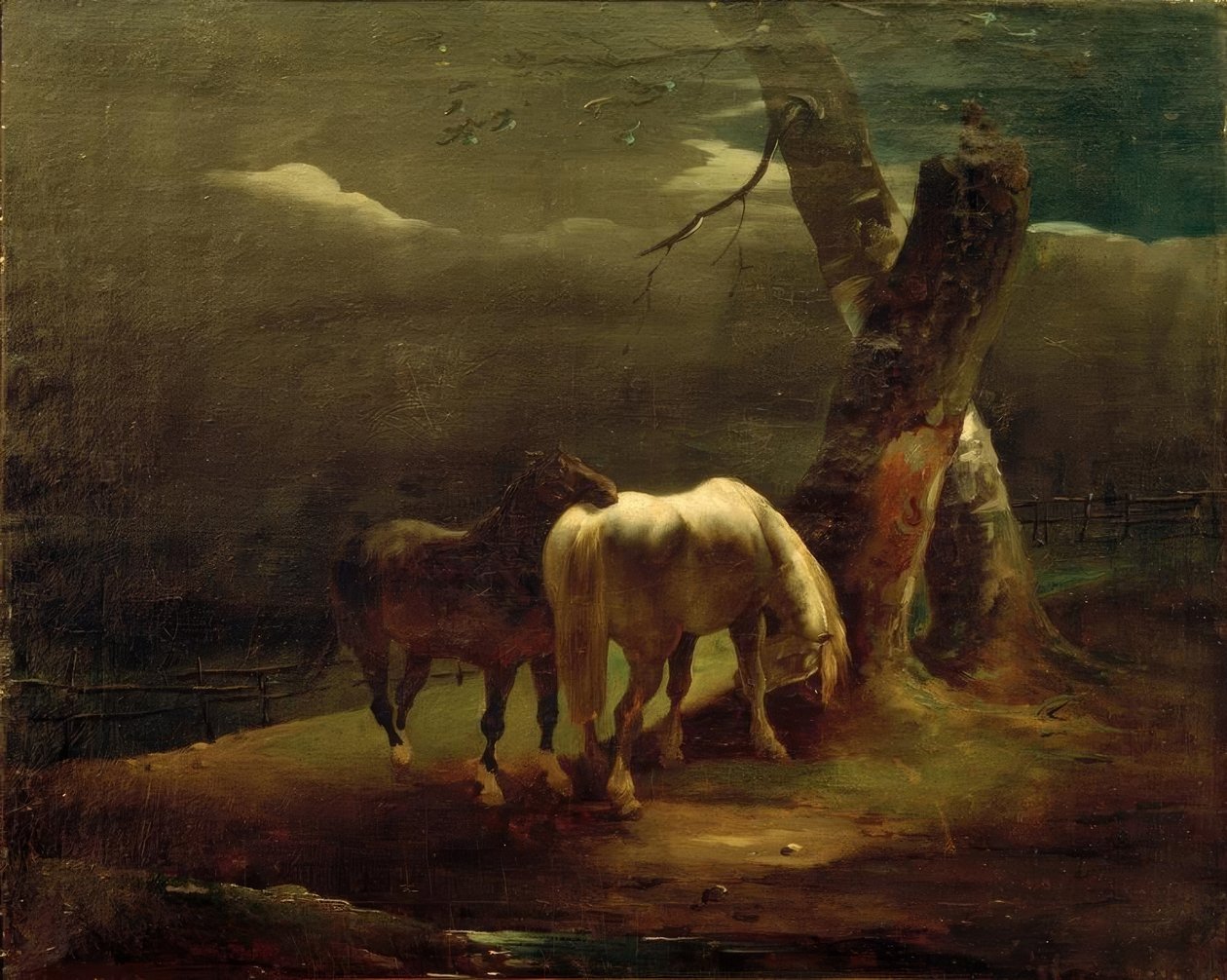 Pferde auf der Weide tekijältä Theodore Gericault