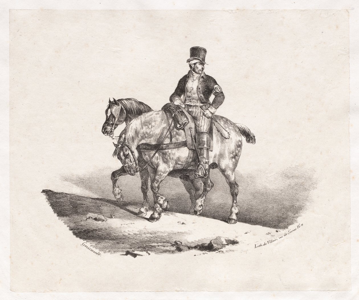Postimies tai kaksi valjastettua hevosta tekijältä Theodore Gericault