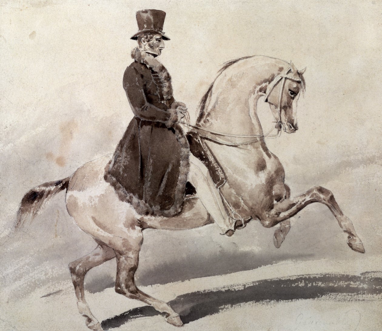 Ratsastaja turkisreunaisessa takissa tekijältä Theodore Gericault