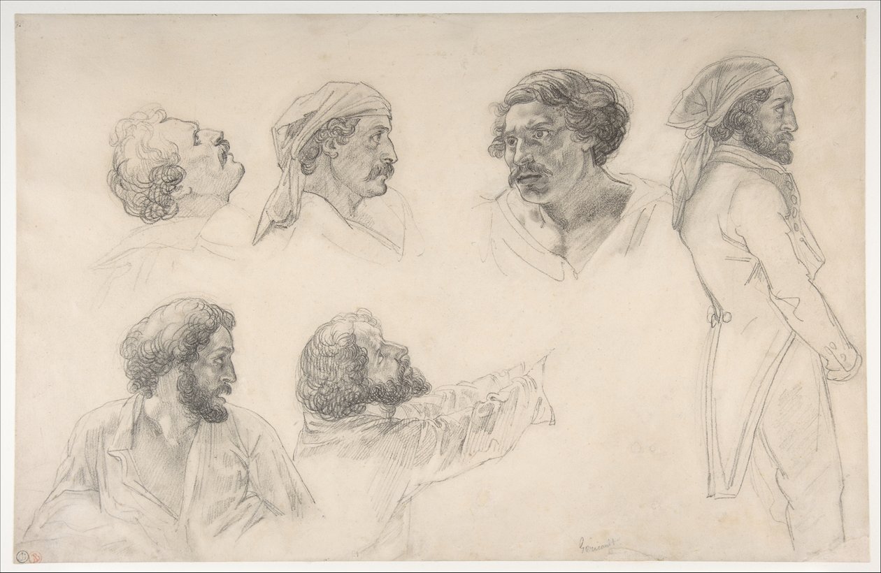 Kuusi tutkimusta Corréardille ja Savignylle teoksessa ”Medusan lautta” tekijältä Theodore Gericault