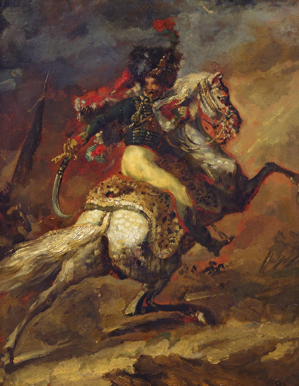 Luonnos husaarien upseerista, 1814 (katso myös 26088) tekijältä Theodore Gericault