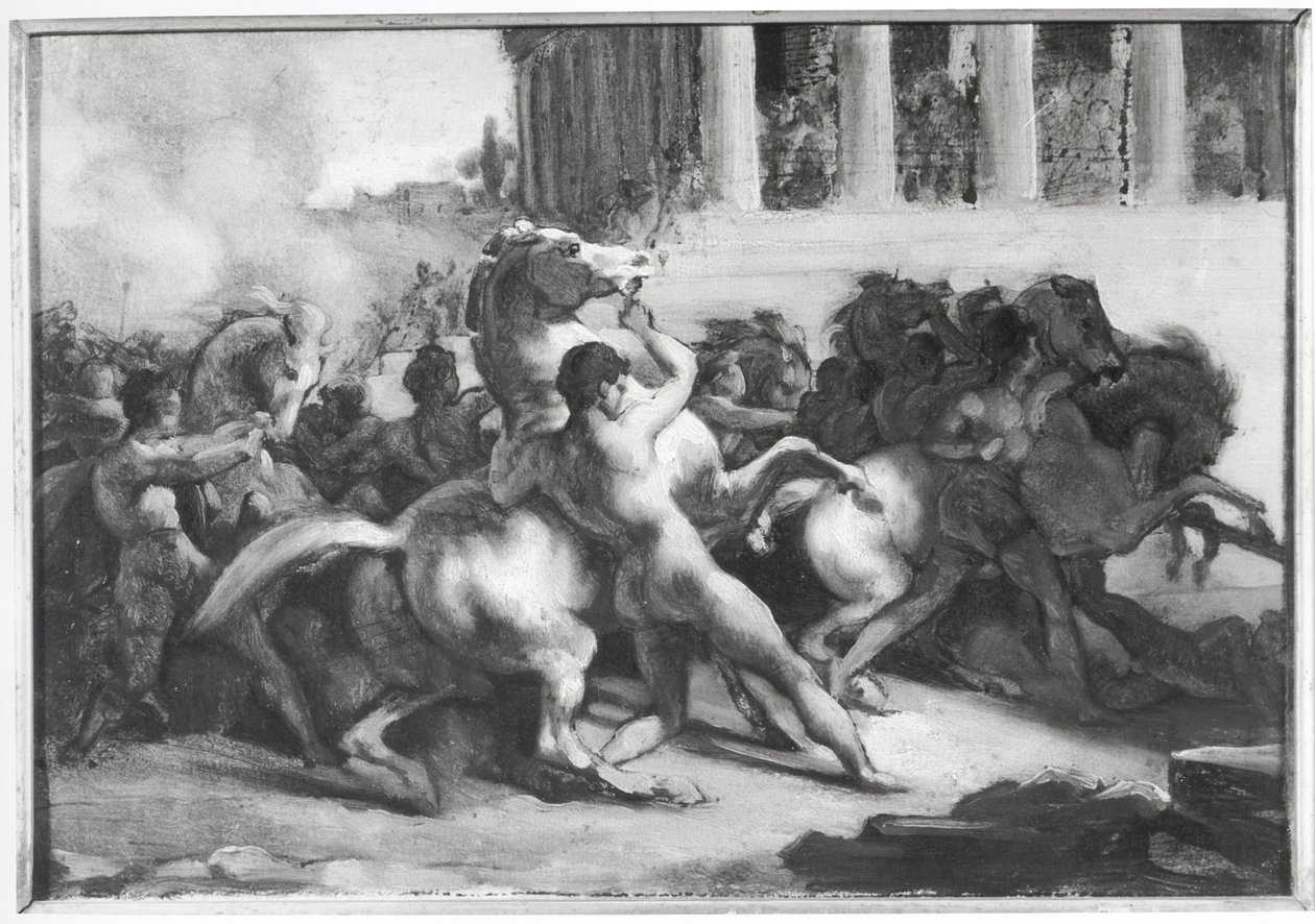 Tutkimus barbaarihevosten kilpailuun tekijältä Theodore Gericault