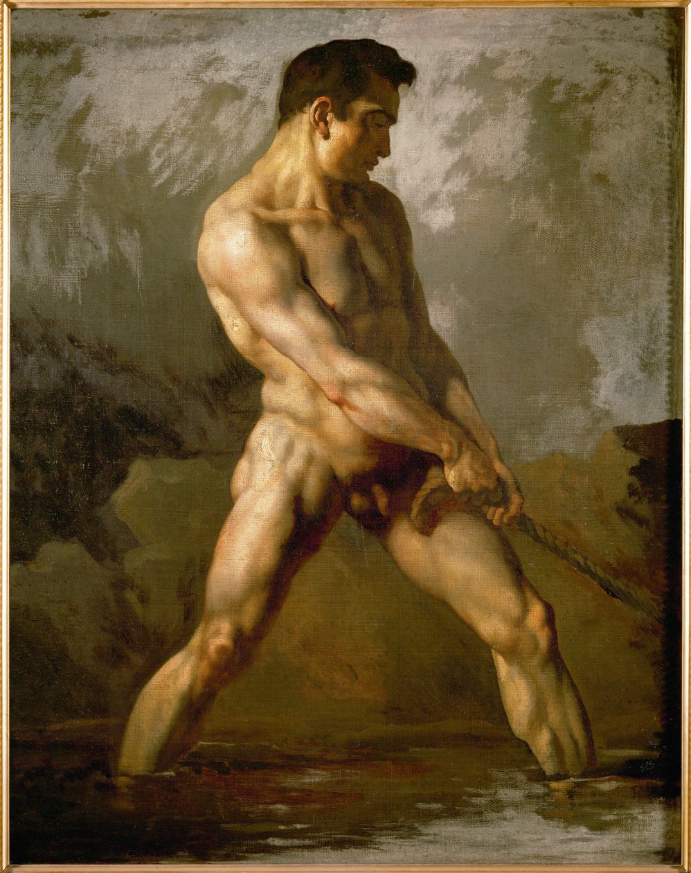 Tutkimus miehen alastonkuvasta ... (öljy kankaalle) tekijältä Theodore Gericault