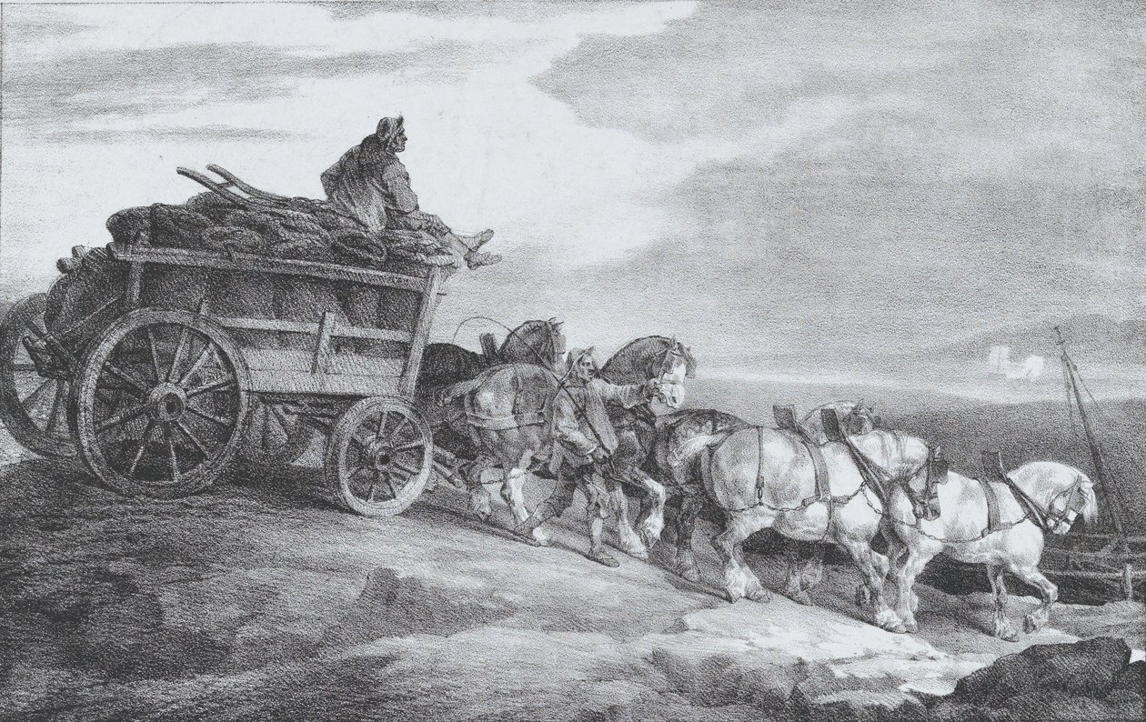 The Coal Waggon [sic.], 1821. tekijältä Theodore Gericault