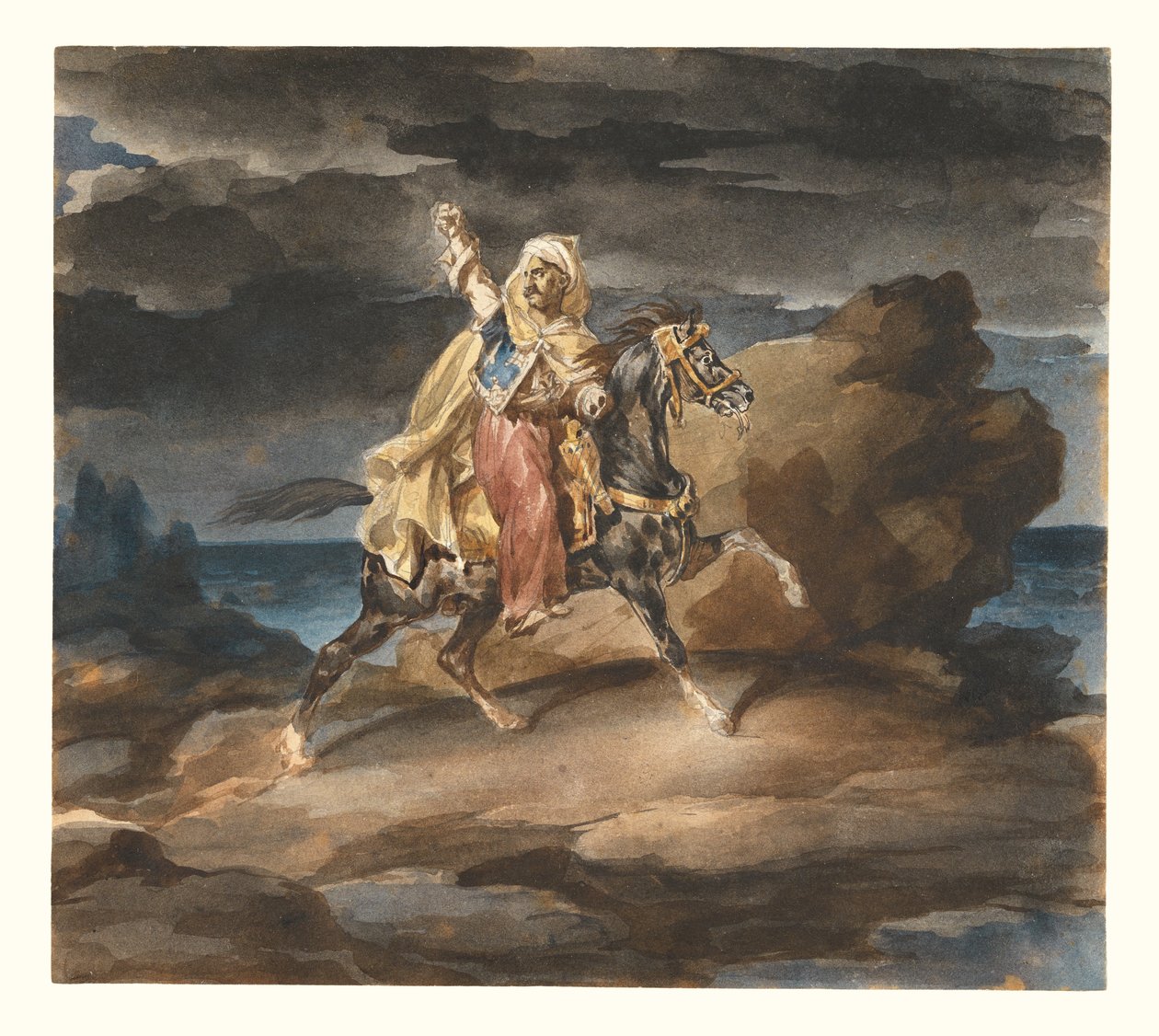Giaour (Turkkilainen tarina) n. 1822–23 (akvarelli grafiitin päällä) tekijältä Theodore Gericault