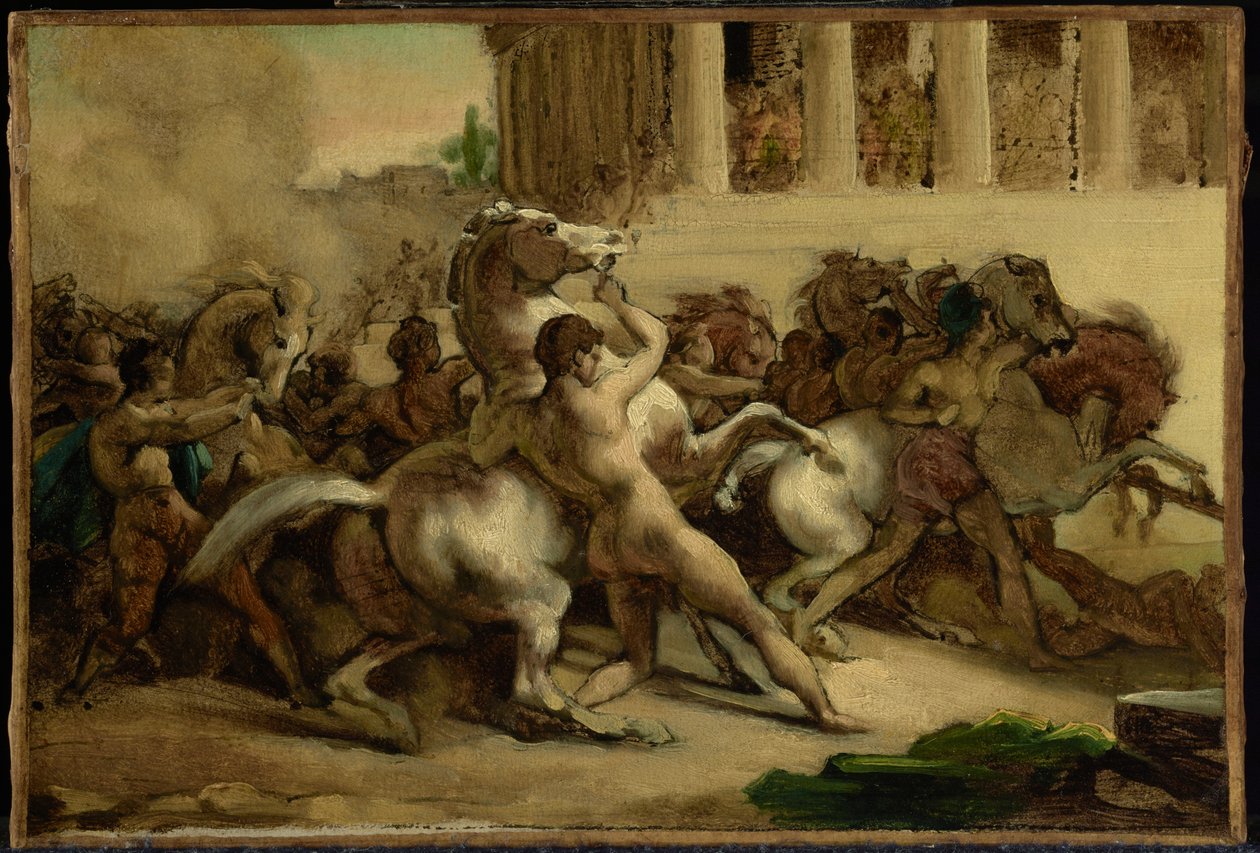 Ratsastajattomien hevosten kilpailu tekijältä Theodore Gericault