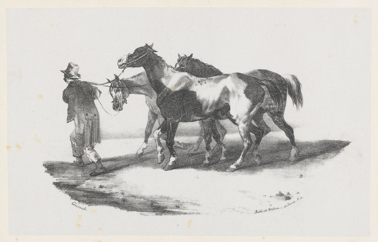 Kolme hevosta viedään teurastamoon (Three Horses Being Led to the Slaughterhouse) tekijältä Theodore Gericault