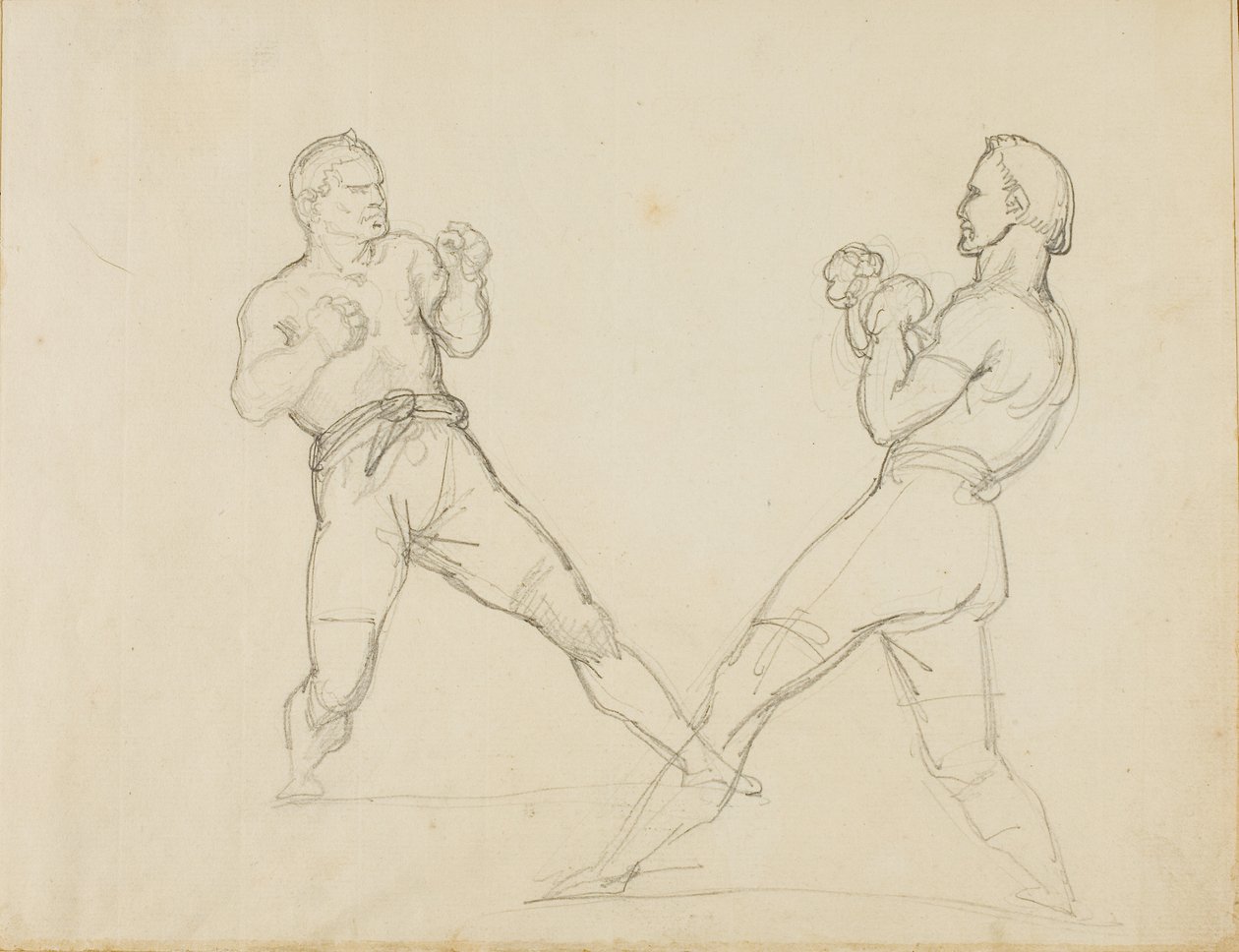 Kaksi nyrkkeilijää sparraamassa tekijältä Theodore Gericault