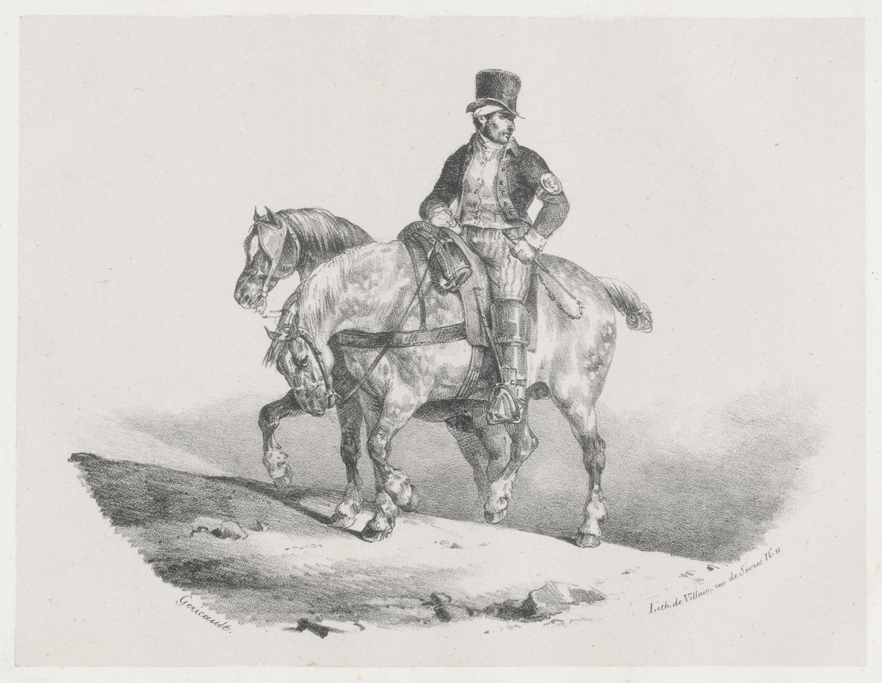 Postiljonki eli Kaksi valjastettua hevosta (A Postilion or The Two Harnessed Horses) tekijältä Theodore Gericault