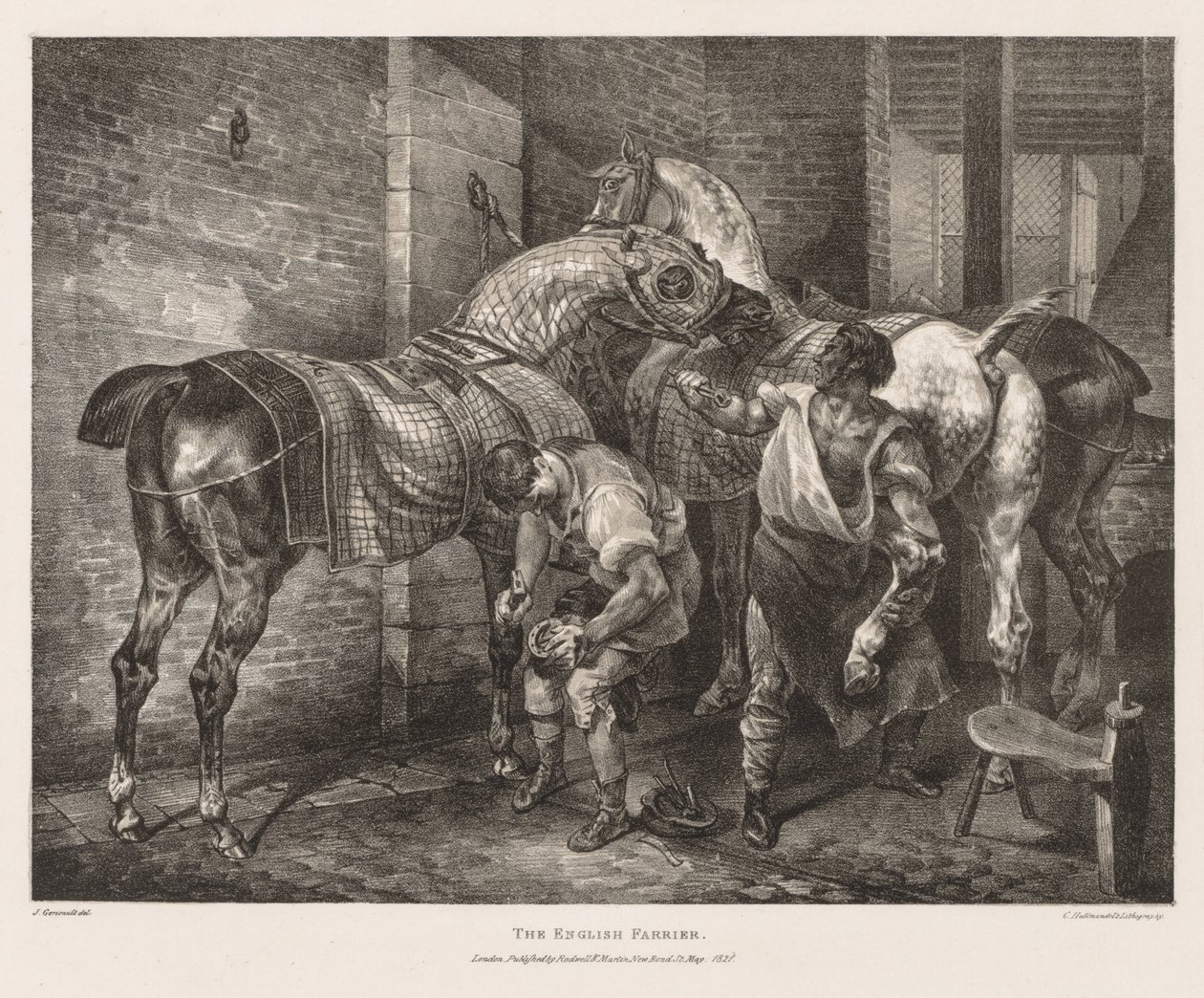 Erilaisia ​​aiheita elämästä ja kivestä: Englantilainen Farrier, 1821. tekijältä Theodore Gericault
