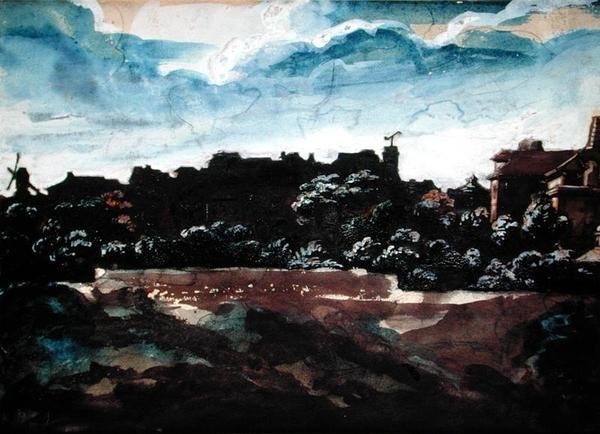 Näkymä Montmartren kukkuloille (akvarelli) tekijältä Theodore Gericault