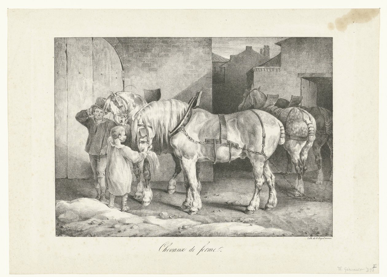Werkparden Maatilan hevoset (otsikko esineessä) Neljä sekalaista aihetta (sarjan nimi) tekijältä Theodore Gericault