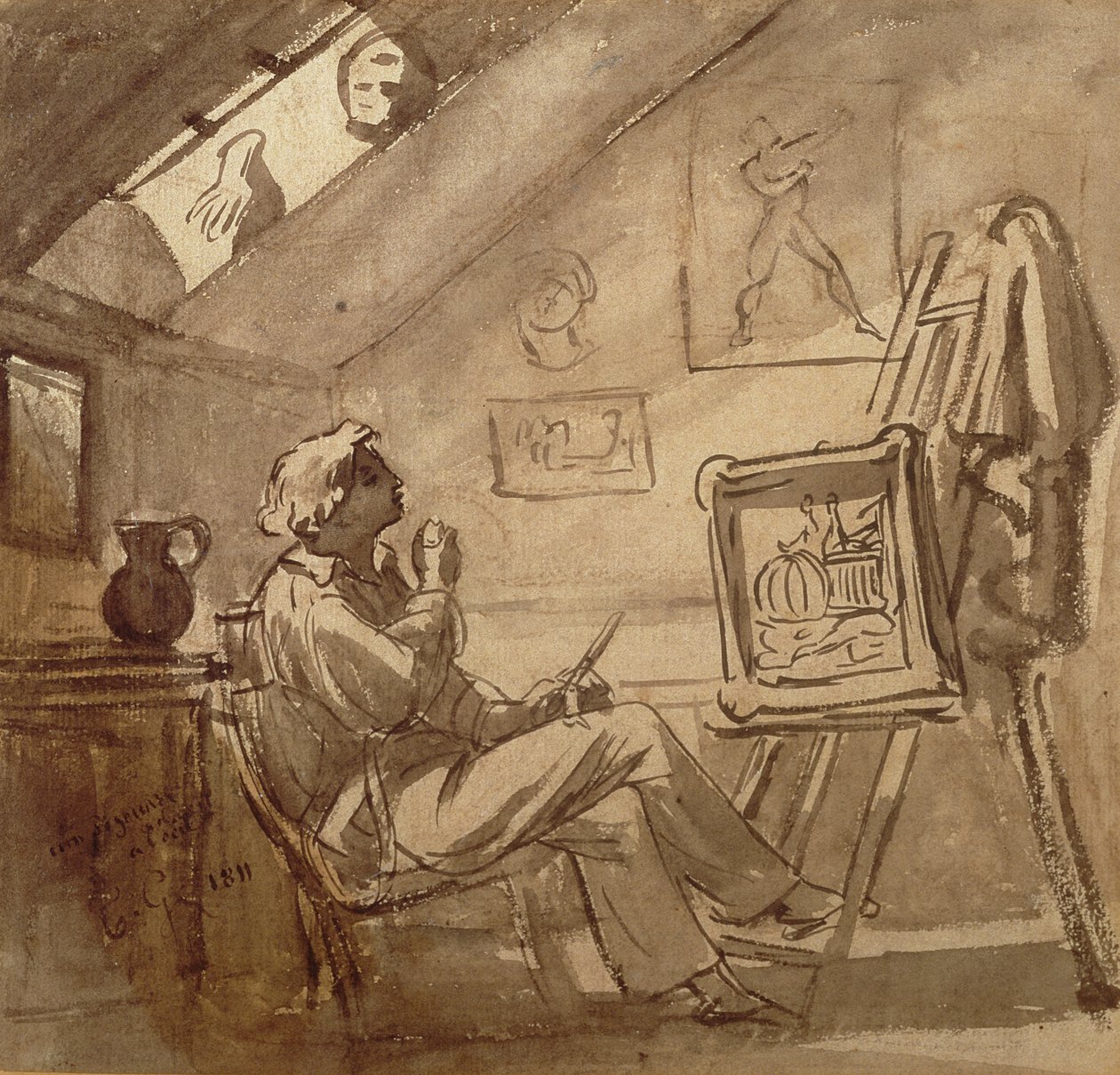 Nuori taidemaalari studiossaan tekijältä Theodore Gericault
