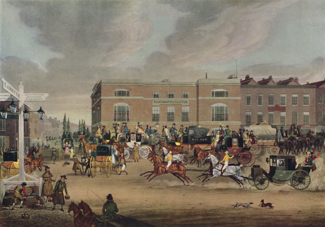 "Elefantti ja linna Brighton Roadilla", 1826, 1920 tekijältä Theodore Henry Adolphus Fielding