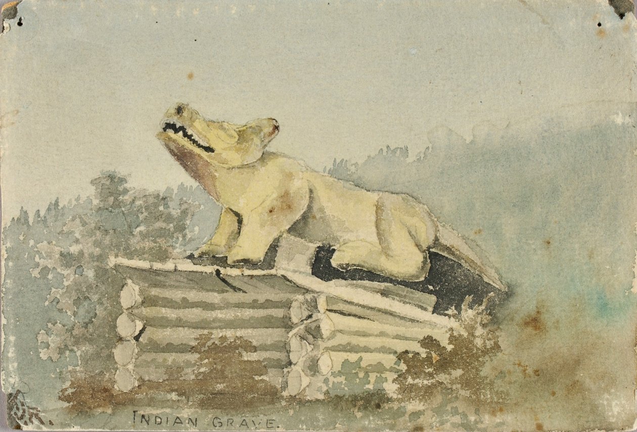 Intiaanihauta. Susi-totemi lääkintämiehen haudan yllä, Wrangell tekijältä Theodore J. Richardson