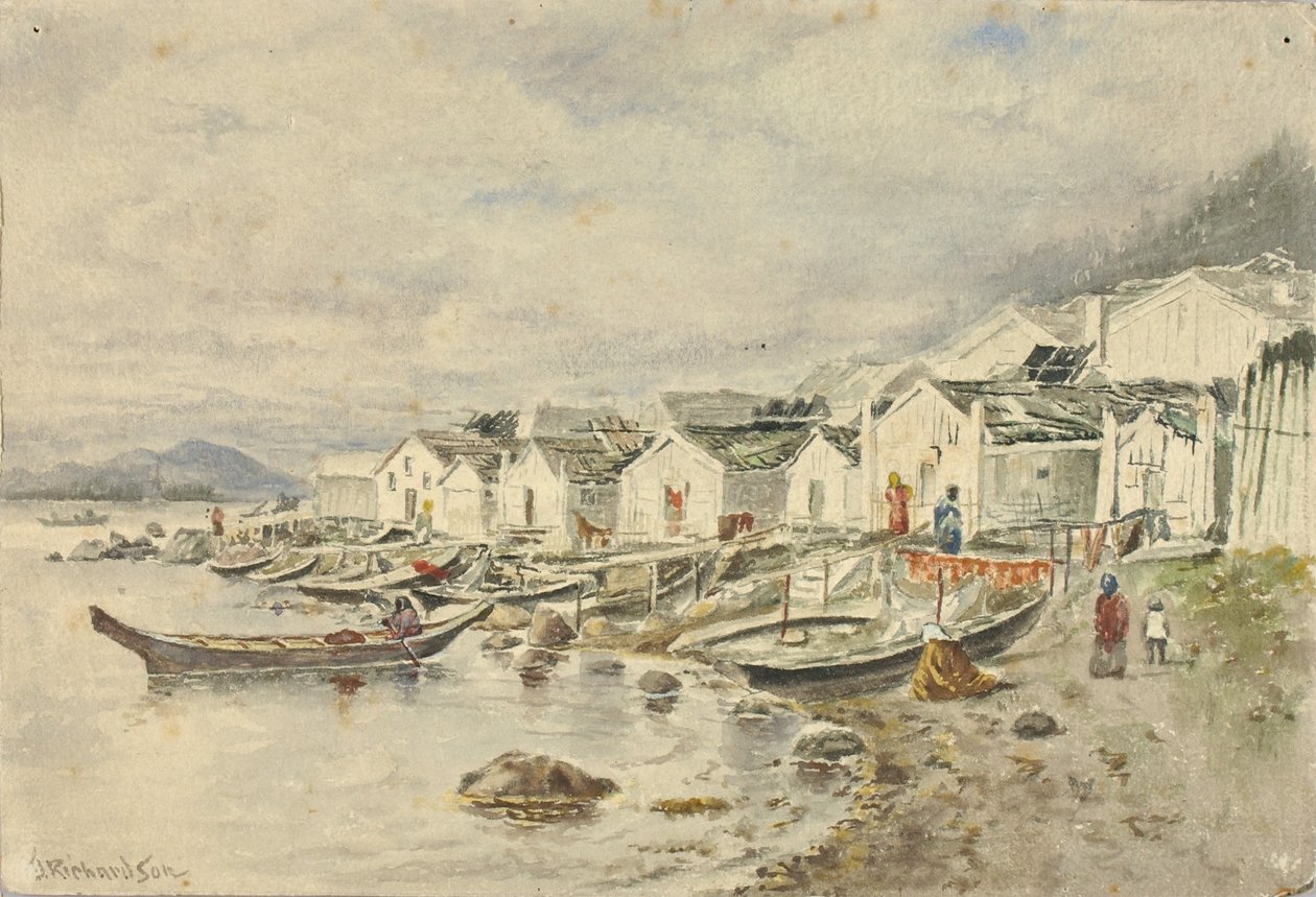 Ranchin alkuperäiskylä, Sitka, 1884 tekijältä Theodore J. Richardson