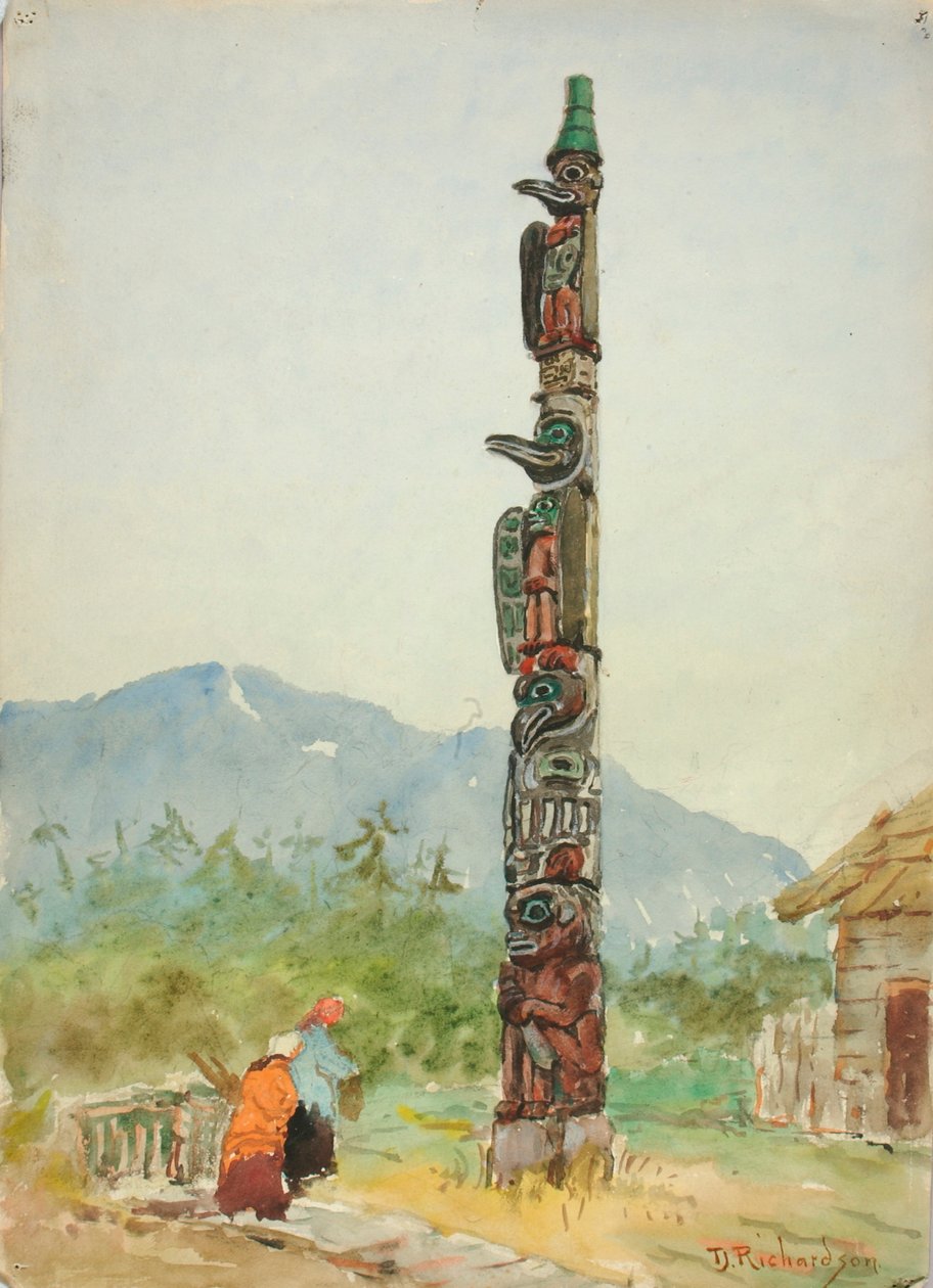Raven Totem Pole, n. 1880-1914. tekijältä Theodore J. Richardson