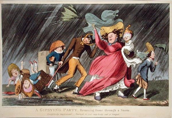 A Gipsying Party Returning Home Through a Storm, julkaisija Thomas McLean, Lontoo. tekijältä Theodore Lane