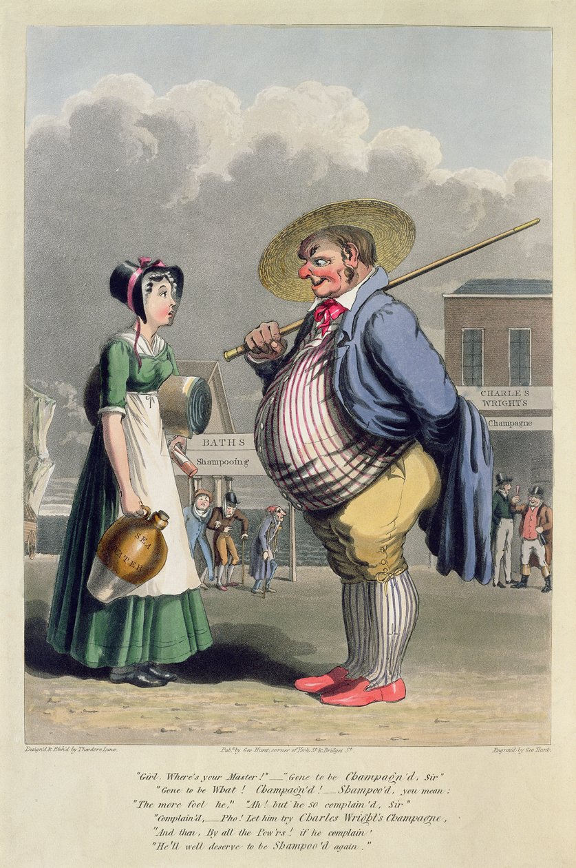 Charles Wrightin samppanjan mainos, kaiverrettu George Huntin toimesta, noin 1827 (värillinen etsaus) tekijältä Theodore Lane