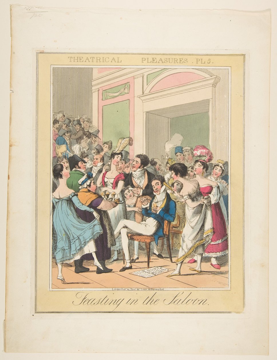 Teatteri nautintoja, levy 5: Feasting in the Saloon, n. 1835. tekijältä Theodore Lane