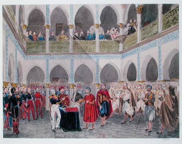 Kreivi Bertrand Clauselin (1772-1842) Algerian beyn investoinnit 1835 (akvarelli paperille) tekijältä Theodore Leblanc