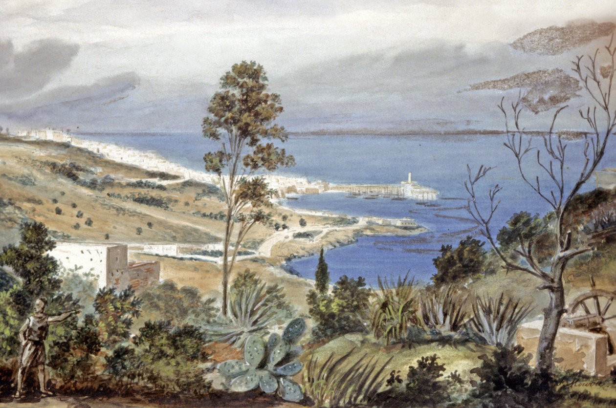 Näkymä Algerista, n. 1835 (akvarelli) tekijältä Theodore Leblanc
