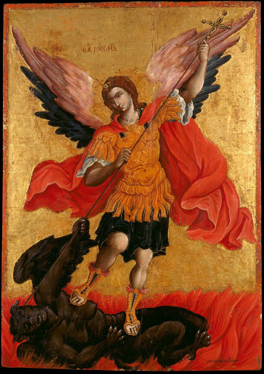 arkkienkeli Saint Michel - Arkkienkeli Mikael - Peinture (ikoni) de Theodore Poulakis (1622-1692) - 17. vuosisadan toinen puolisko. - Tempera paneelissa - 76x54,3 - Benaki-museo, Ateena tekijältä Theodore Poulakis