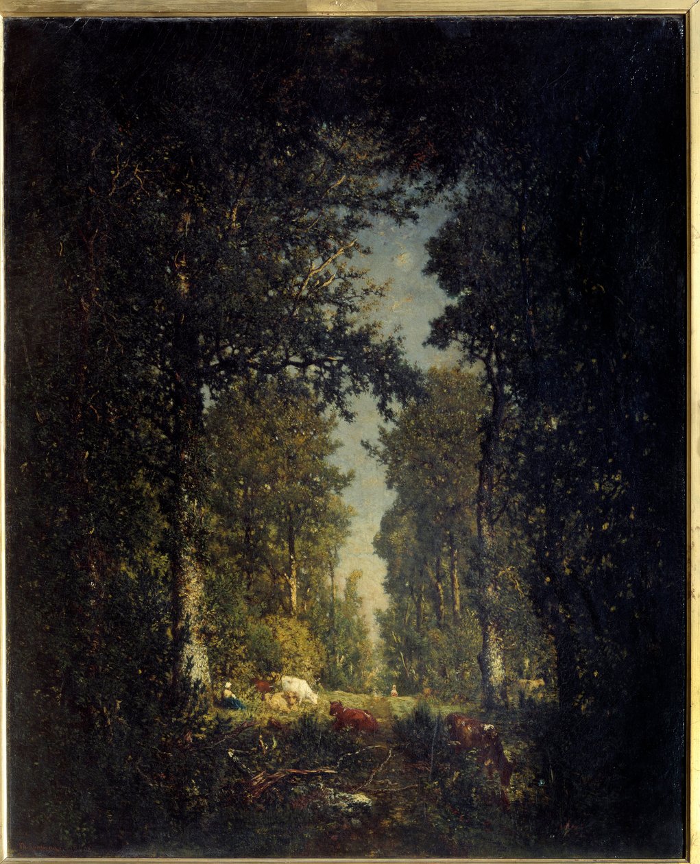Avenue, Isle Adamin metsä. Theodore Rousseaun (1812-1867) maalaus tekijältä Pierre Etienne Theodore Rousseau
