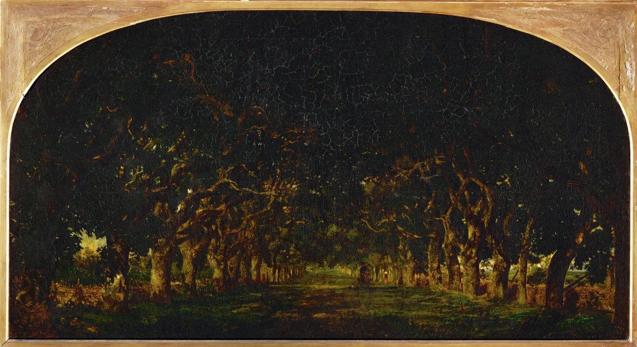 Kastanjapuiden avenue Chateau de Souliersin luona, lähellä Bressuirea ... tekijältä Theodore Rousseau