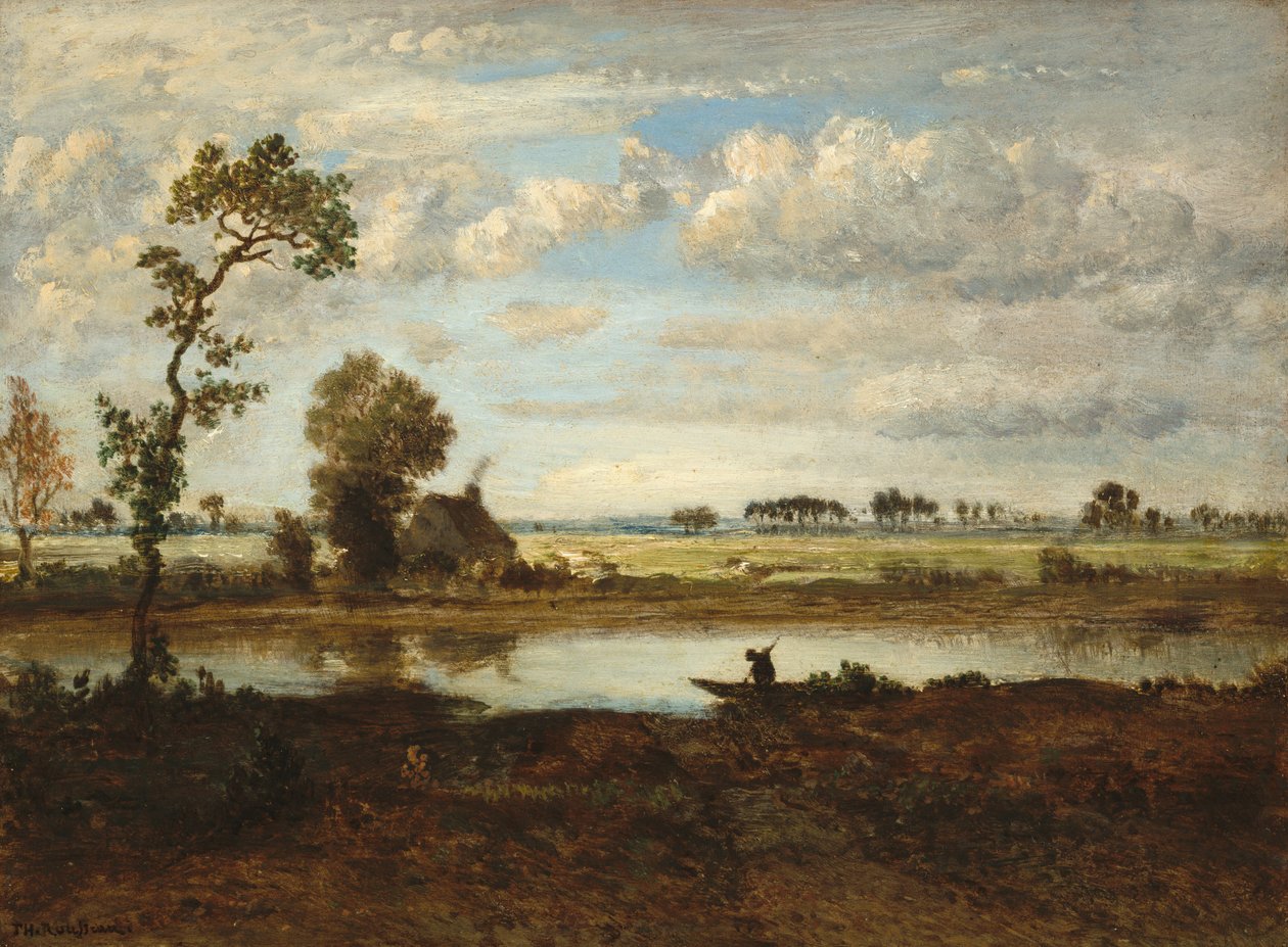 Maisema venemiehen kanssa, n. 1860. tekijältä Theodore Rousseau