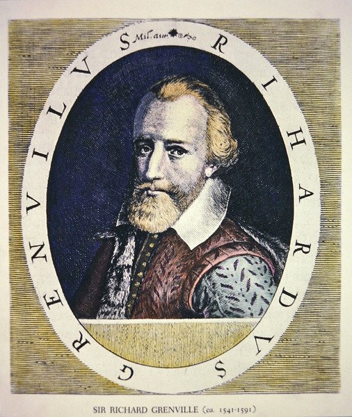 Sir Richard Grenville (väri litho) tekijältä Theodore de (after) Bry