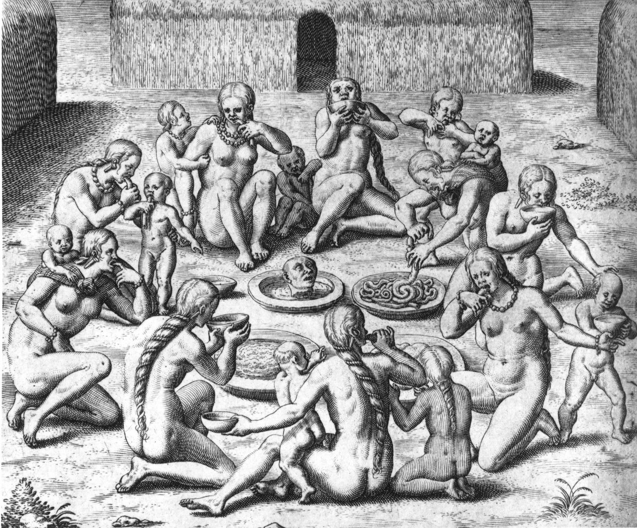 Anthropophage Meals: Cannibals of South America - "" Admirante Narratio Americae", kirjoittanut Théodore de Bry tekijältä Theodore de Bry