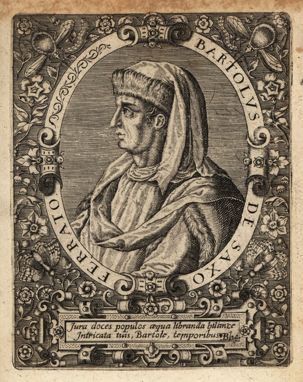 Bartolome de Saxoferrato, italialainen oikeustieteen professori. tekijältä Theodore de Bry