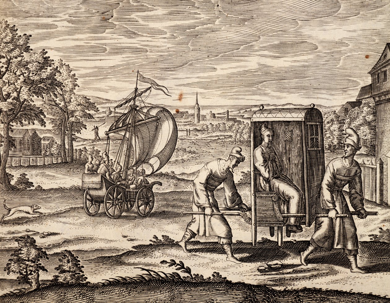 Kiinalainen sedan, Itä-Intia, kaiverrus Theodor de Bryn (1528-1598), Kiinasta tekijältä Theodore de Bry