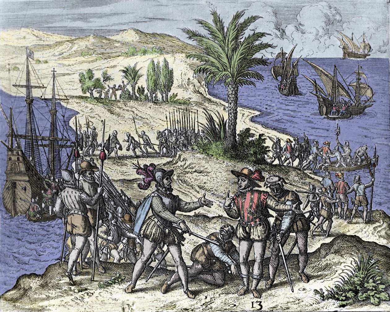 Francisco de Bobadilla pidätti Christopher Columbuksen ja hänen veljensä vuonna 1500. Kaiverrus Théodore de Bry (1528-1598). tekijältä Theodore de Bry