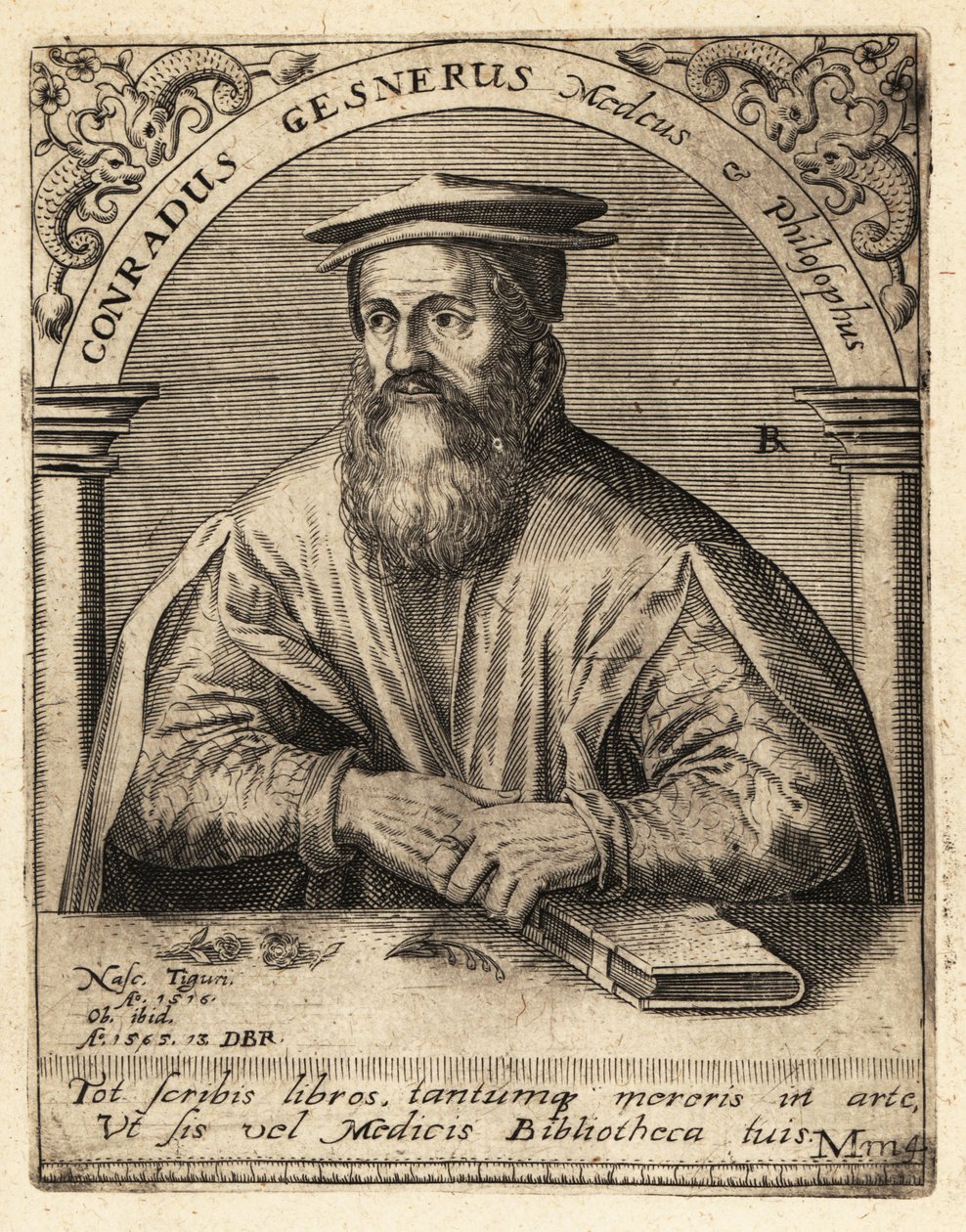 Conrad Gessner, sveitsiläinen lääkäri tekijältä Theodore de Bry