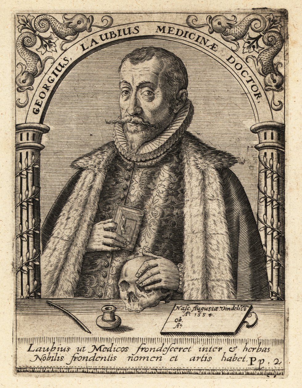 Georg Laube, saksalainen lääkäri Augsburgista tekijältä Theodore de Bry