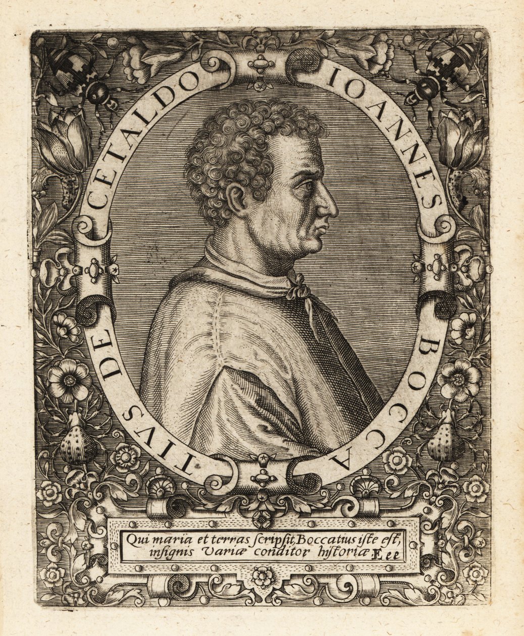 Giovanni Boccaccio, italialainen kirjailija. tekijältä Theodore de Bry