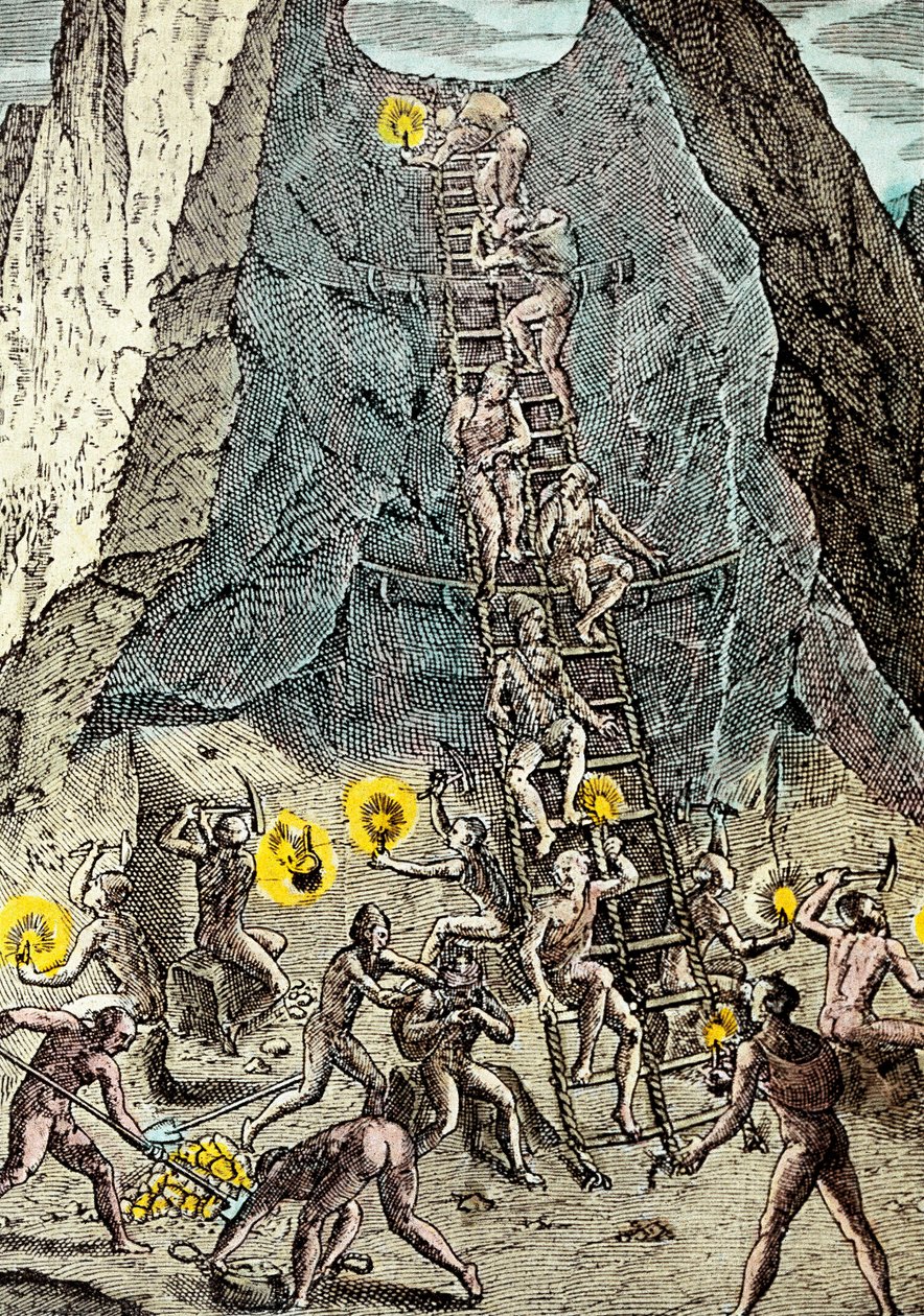 Kultakaivos Potosissa, Boliviassa tekijältä Theodore de Bry