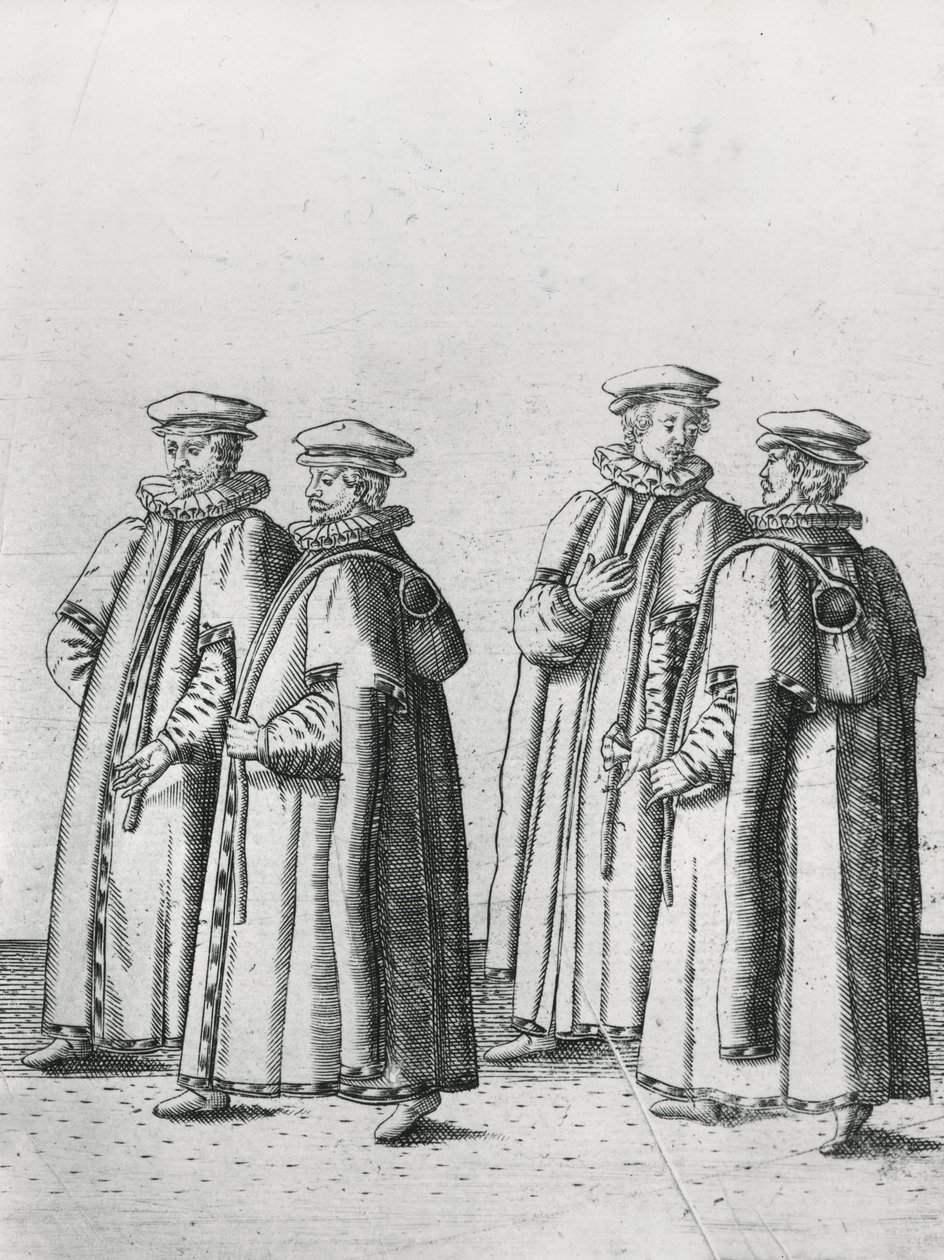 Päivittäistavarakauppiaat Sir Philip Sidneyn hautauskortegissa matkalla St. Paulin katedraaliin, 1587 tekijältä Theodore de Bry