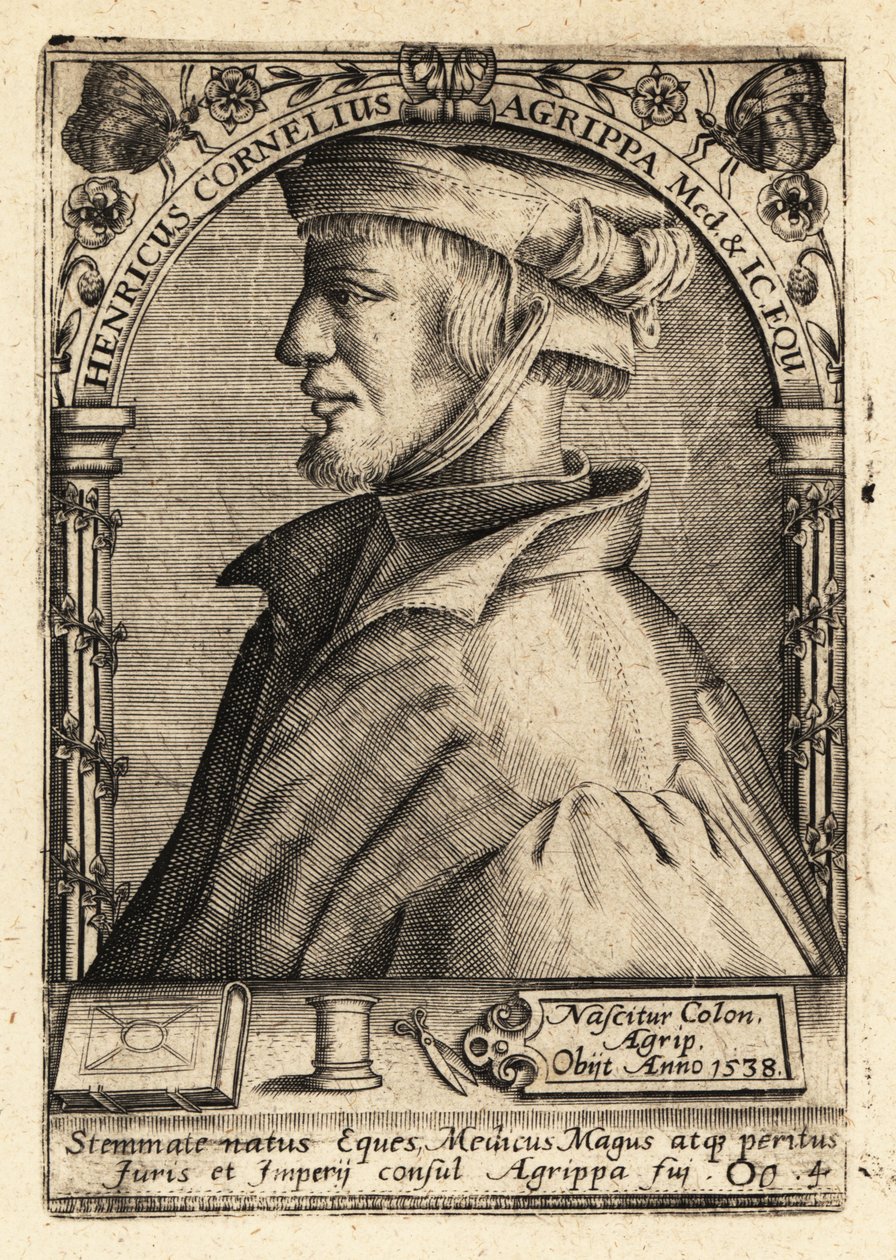 Heinrich Cornelius Agrippa von Nettesheim, saksalainen polymaatti. tekijältä Theodore de Bry