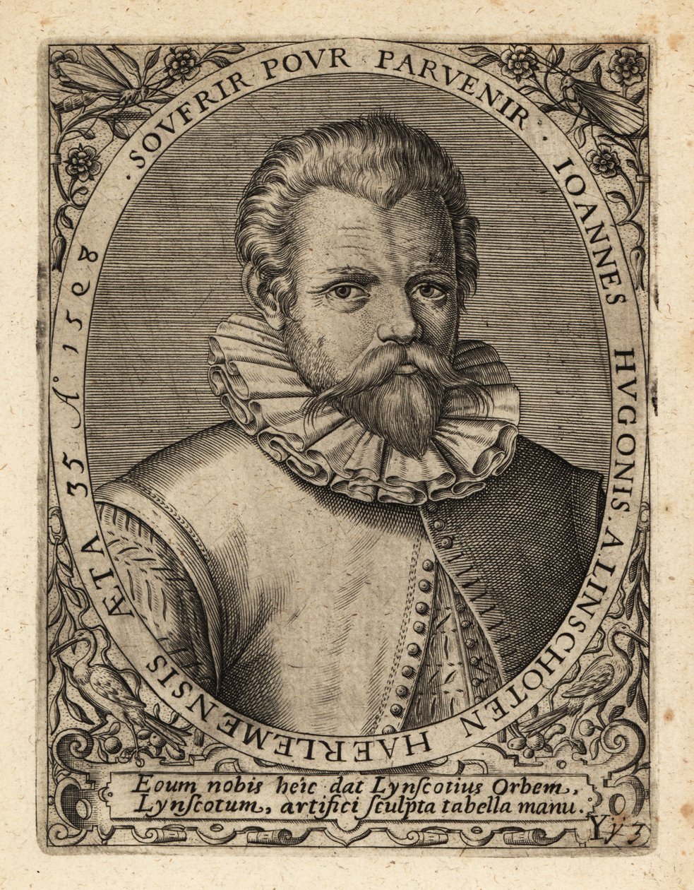 Jan Huyghen van Linschoten, hollantilainen protestanttinen kauppias. tekijältä Theodore de Bry