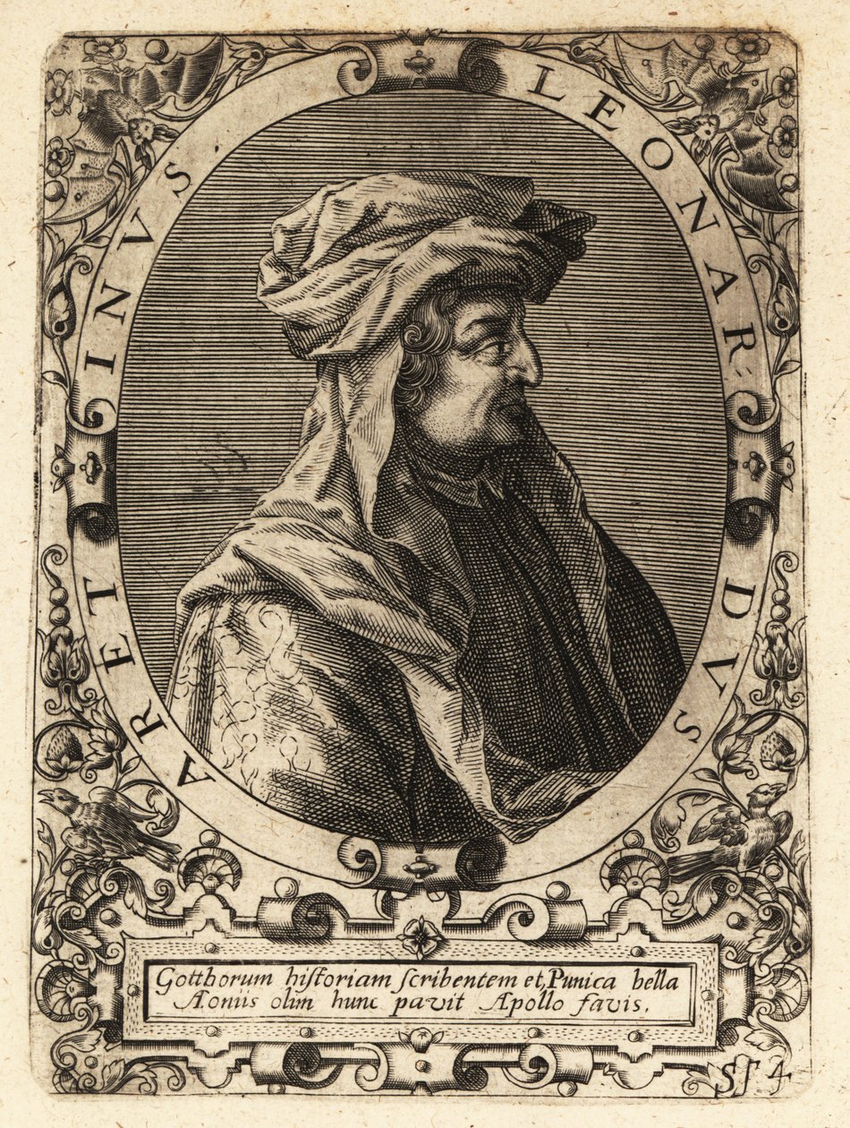 Leonardo Bruni, italialainen humanisti, historioitsija ja valtiomies. tekijältä Theodore de Bry