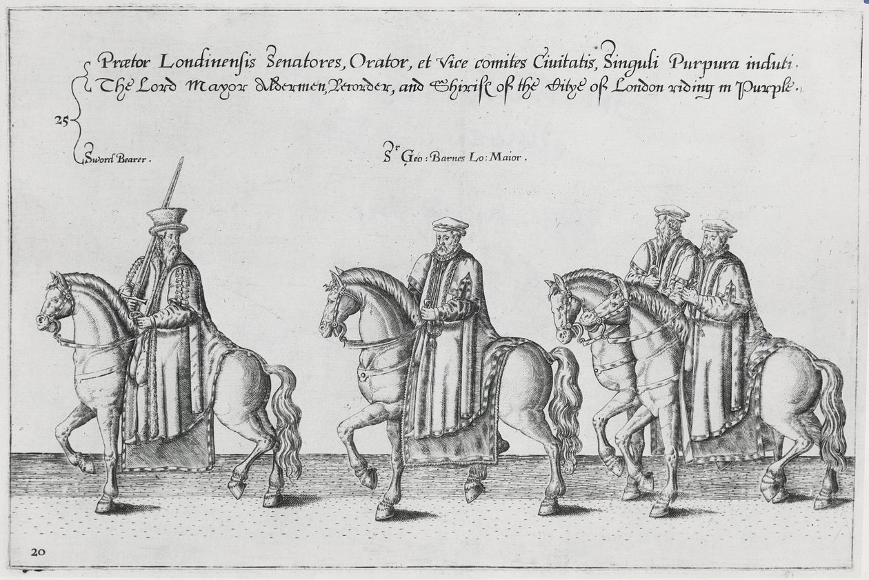 Lordi pormestari ja herrat Sir Philip Sidneyn hautauskortegissa matkalla St. Paulin katedraaliin, 1587 tekijältä Theodore de Bry