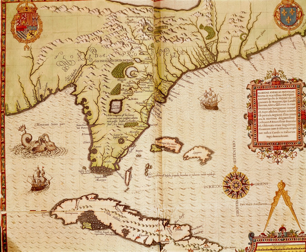 Floridan ja Kuuban kartta, kirjoittanut Theodore de Bry tekijältä Theodore de Bry