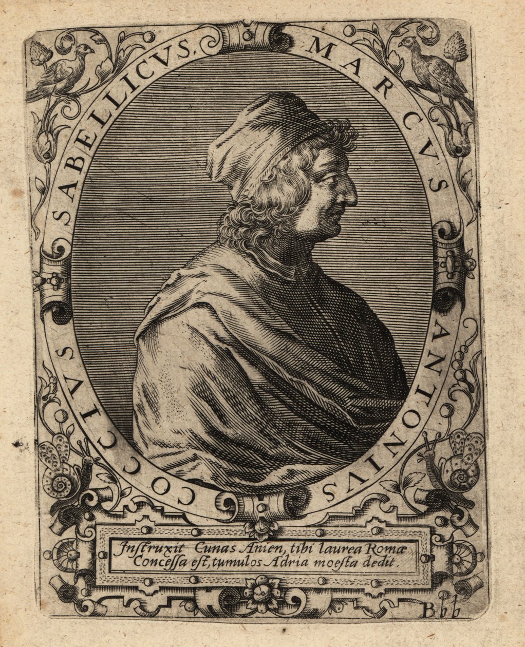 Marcus Antonius Coccius Sabellicus, italialainen tutkija. tekijältä Theodore de Bry