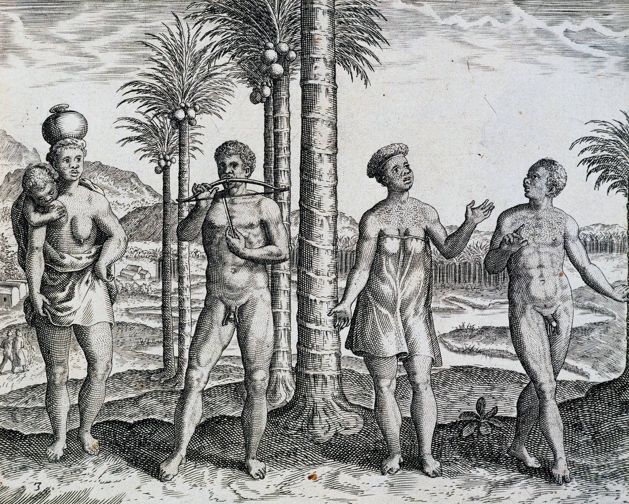 Alkuperäinen Etiopia, teoksesta India Orientalis -kaiverrus Theodor de Bry (1528-1598), Afrikka tekijältä Theodore de Bry